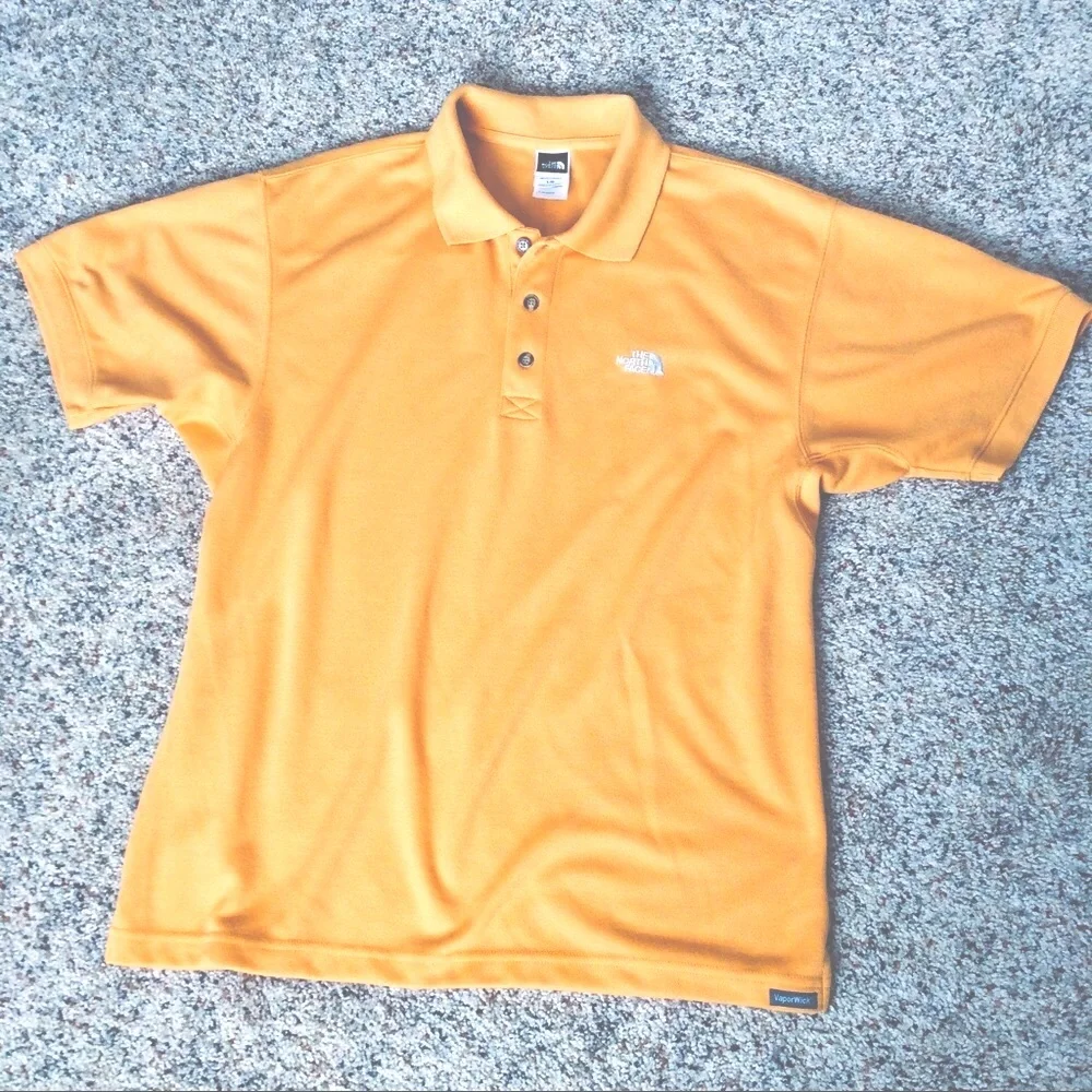 Vintage The North Face Yellow Gold Polo Shirt Golf Gorpcore Size L